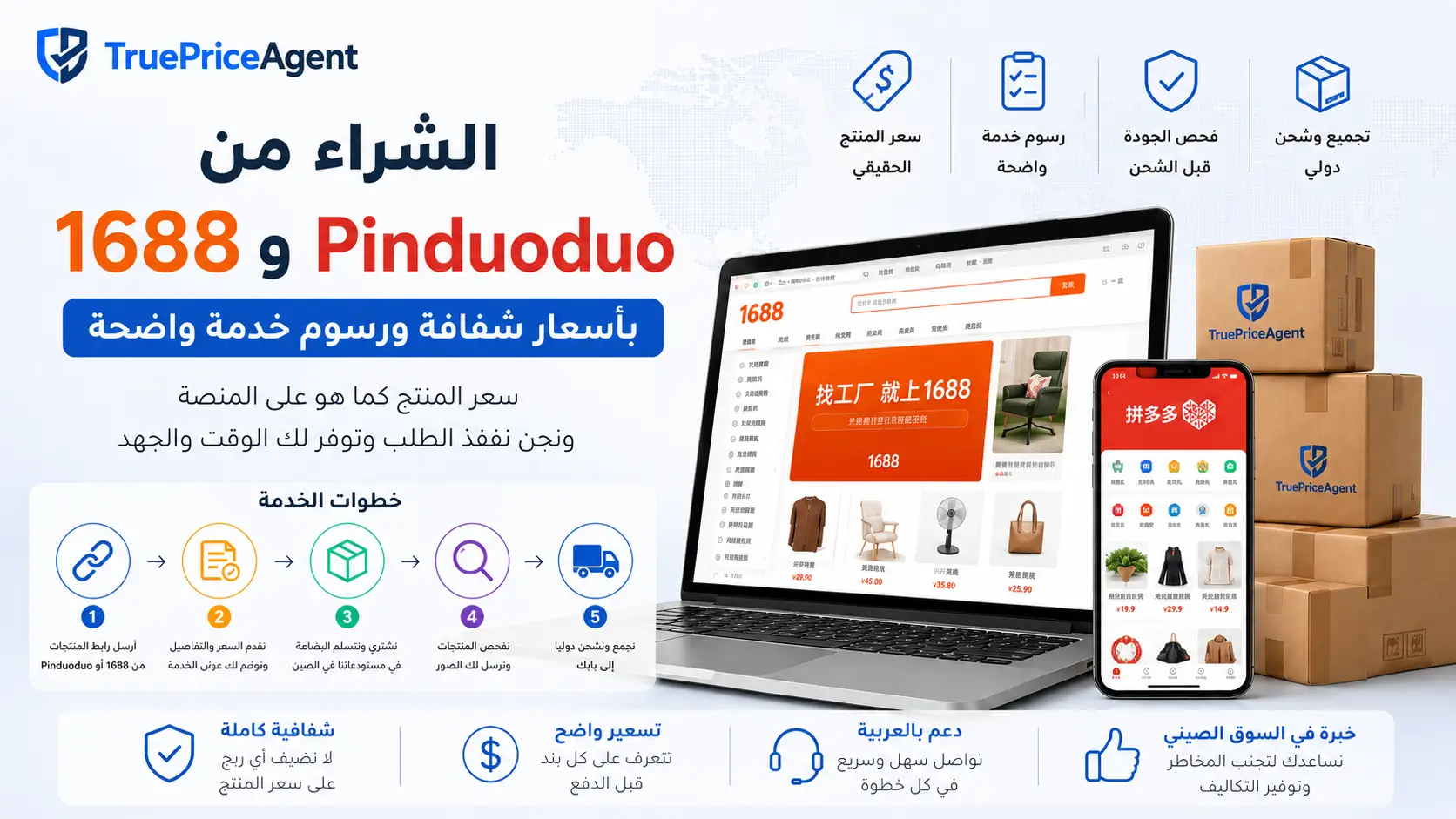 الشراء من 1688 و Pinduoduo بأسعار شفافة