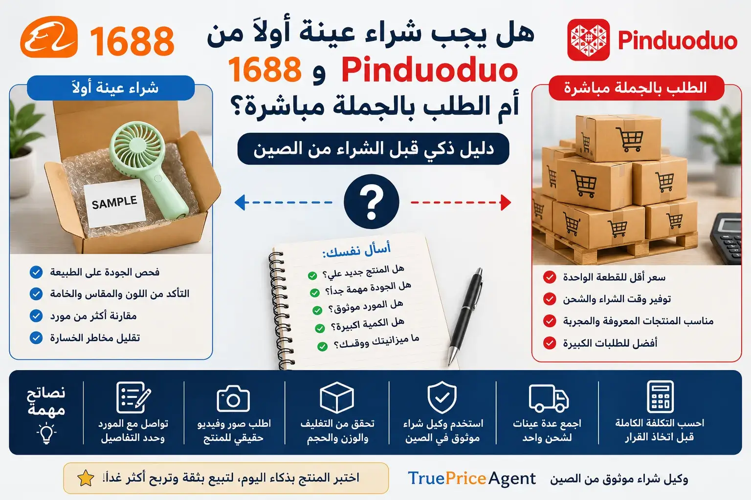 هل يجب شراء عينة أولاً من 1688 وPinduoduo أم الطلب بالجملة مباشرة؟