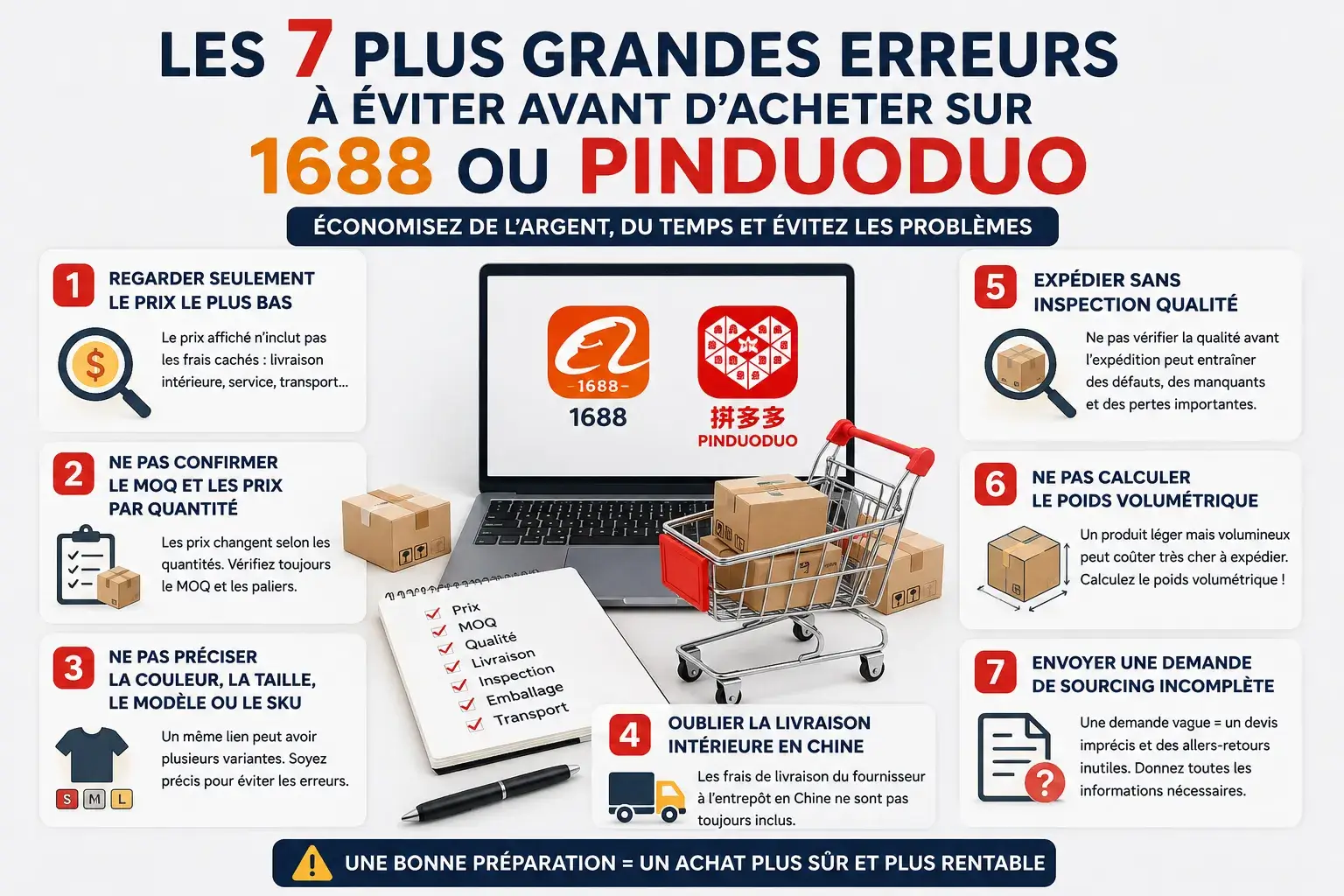 Les 7 plus grandes erreurs à éviter avant d’acheter sur 1688 ou Pinduoduo